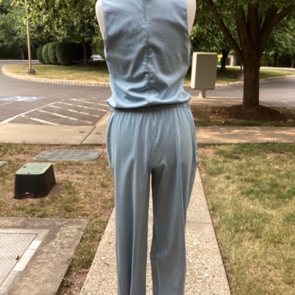 H by Halston Denim jumpsuits light blue size 8 draw string elastic waist - Picture 5 of 12
